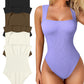 🔥Big promotion 🥰Sexy Ribbed Strappy Square Neck Sleeveless Tummy Control Tank Tops Bodysuits🩱