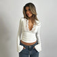🌷Spring Hot Sale 49% OFF🍃Women’s Elegant Deep V-Neck Lace Trim Flared Sleeve Top