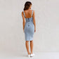 🍹Summer Hot Sales 50%OFF☀️Adjustable strap U-neck split denim bodycon cami dress