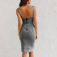 🍹Summer Hot Sales 50%OFF☀️Adjustable strap U-neck split denim bodycon cami dress
