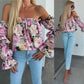 🎁Hot Sale🎁🔥HOT SALE 50% OFF🔥Floral Print Smocked Off-Shoulder Top – Feminine & Flattering Summer Style