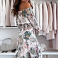 🌸Seasonal dress 50% OFF🌸Floral Print Off-Shoulder Top & Maxi Skirt Two-Piece Set✨