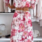 🌸Seasonal dress 50% OFF🌸Floral Print Off-Shoulder Top & Maxi Skirt Two-Piece Set✨