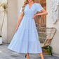🌷Seasonal dress 50% discount🌷Women's Casual Spring Short Sleeve V Neck Maxi Dress