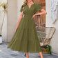 ⏰💜2026 Summer Hot Sale 50% OFF🎉Women's Lightweight Short Sleeve V Neck Elastic Waist Dress