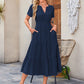 🌷Seasonal dress 50% discount🌷Women's Casual Spring Short Sleeve V Neck Maxi Dress