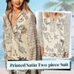 💕2025 HOT SALE 50% OFF💕Satin Unique Letter Print Tassle Shirt and Elastic Waist Shorts Set