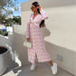 Fashion V-Neck Button Long Sleeve Floral Waist Dresses