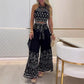 🎁💃2025 Summer Hot Sale 50% OFF💞Women's Retro Pattern Ethnic Halter Sleeveless Top Wide Leg Pants Set