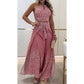 🎁💃2025 Summer Hot Sale 50% OFF💞Women's Retro Pattern Ethnic Halter Sleeveless Top Wide Leg Pants Set