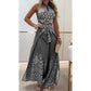 🎁💃2025 Summer Hot Sale 50% OFF💞Women's Retro Pattern Ethnic Halter Sleeveless Top Wide Leg Pants Set