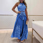 🎁💃2025 Summer Hot Sale 50% OFF💞Women's Retro Pattern Ethnic Halter Sleeveless Top Wide Leg Pants Set