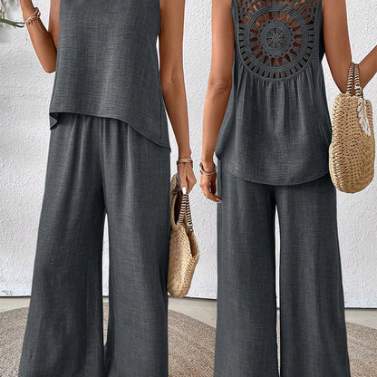 ✨2025 New Arrivals 50% OFF✨Sleeveless Top & Wide-Leg Pants Set