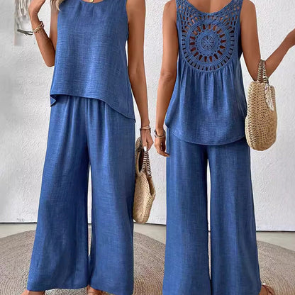 ✨2025 New Arrivals 50% OFF✨Sleeveless Top & Wide-Leg Pants Set
