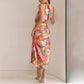 ⌛✨2025 Hot Sale 50% OFF🎨Love In The Garden Floral Halter Neck Elastic Waist Maxi Dress
