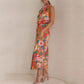 ⌛✨2025 Hot Sale 50% OFF🎨Love In The Garden Floral Halter Neck Elastic Waist Maxi Dress