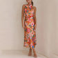 ⌛✨2025 Hot Sale 50% OFF🎨Love In The Garden Floral Halter Neck Elastic Waist Maxi Dress