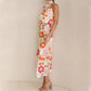 ⌛✨2025 Hot Sale 50% OFF🎨Love In The Garden Floral Halter Neck Elastic Waist Maxi Dress