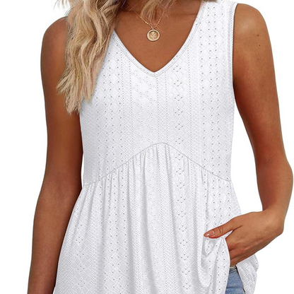 ⏰Hot Sale 50%!Women’s Casual V-Neck Floral Ruffles Sleeveless Top
