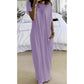 💃Last Day Special Discount❤️Women's Summer Casual Loose Solid Color Short-Sleeve Long Dress