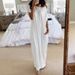 💃Last Day Special Discount❤️Women's Summer Casual Loose Solid Color Short-Sleeve Long Dress