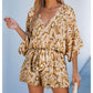 ☀️Summer Cool Deal: 49% OFF!!😍🎨Women's Summer Casual V-Neck Printed Jumpsuit with Waist Tie and Dolman Sleeves