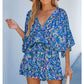 ☀️Summer Cool Deal: 49% OFF!!😍🎨Women's Summer Casual V-Neck Printed Jumpsuit with Waist Tie and Dolman Sleeves