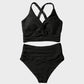💃2025 New Type - 50% OFF 👙Textured Knot-Front High-Waisted Bikini Set🌊
