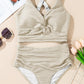 💃2025 New Type - 50% OFF 👙Textured Knot-Front High-Waisted Bikini Set🌊