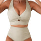 💃2025 New Type - 50% OFF 👙Textured Knot-Front High-Waisted Bikini Set🌊