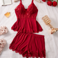 💕LAST DAY SPECIAL PRICE: ￡11.99!!💕Lace Trimmed V-Neck Camisole & Shorts Sleepwear Set