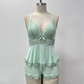 💕LAST DAY SPECIAL PRICE: ￡11.99!!💕Lace Trimmed V-Neck Camisole & Shorts Sleepwear Set