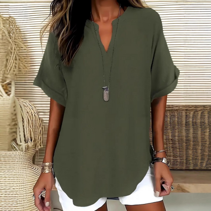 👚 50% OFF NOW! 🌸 Fashion Loose Solid Color Short Sleeve Top – Breathable Fabric, Relaxed Fit & Perfect for Spring Days ☀️