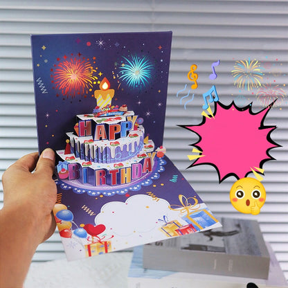 🎂🎉Birthday Cards With Fireworks & Pop Up Cake & Blow-able Music✨