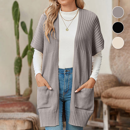 🥇Hot Sale 50% OFF🌺Women's Short Sleeve Pleated Lightweight Open Front Cardigan