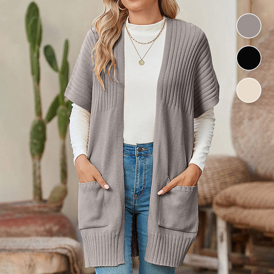 🥇Hot Sale 50% OFF🌺👚Women's Short Sleeve Pleated Lightweight Open Front Cardigan