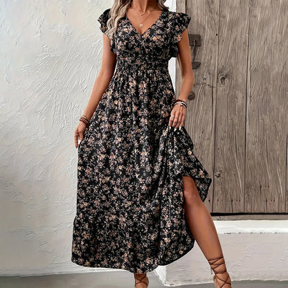 💃2025 Limited Time Sale - 50% OFF☀️Flowy V-Neck Floral Maxi Dress