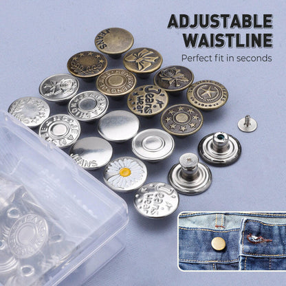 🎁Last Day Sale - 50%OFF😍👖Removable No-Sew Jeans Buttons Set✨