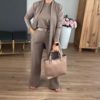 🎁Christmas Sale 50% Off🍁Elegant Longline Cardigan & Top & Pants 3-Pieces Set