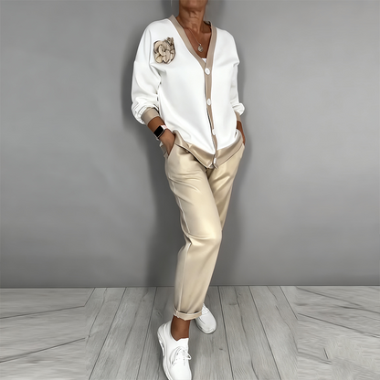 🎁Black Friday Sale - 50% OFF😍👠Limited-time offer-Women’s Casual V-Neck Top & High Waist Pants 2-Piece Set