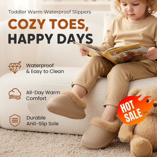 🎁🎄Christmas Sales 60% OFF🧒👧Toddler Warm Waterproof Anti-Slip Full-Heel Slippers