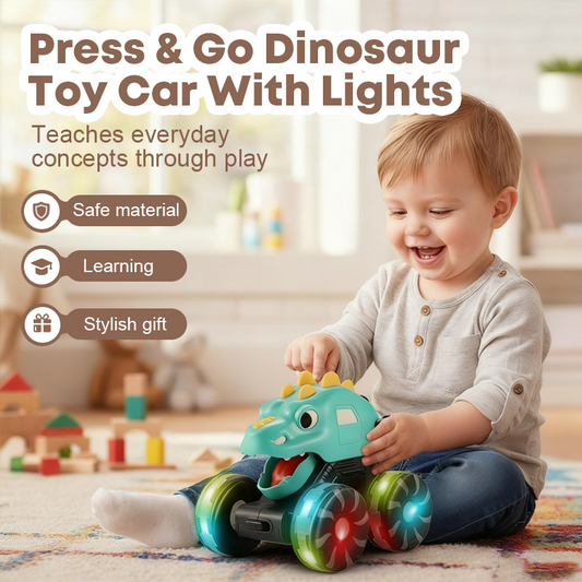 🎅🦖2025 Hot Sale 50% OFF🔥Press & Go Dinosaur Toy Car with Lights
