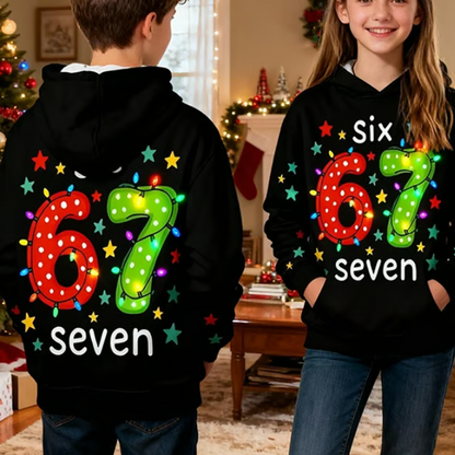 🎁🎅Christmas Sale 70% OFF🎄Kids' "67" Graphic Christmas Pullover Hoodies🌟👦