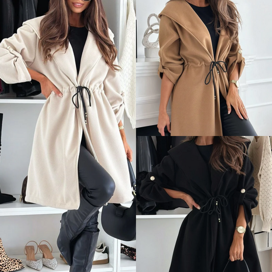 🔥Last day sale 50% OFF💓Women’s Trendy Tie Waist Hooded Long Coat