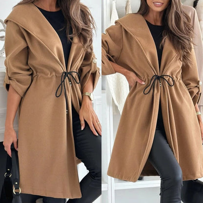 🔥Last day sale 50% OFF💓Women’s Trendy Tie Waist Hooded Long Coat