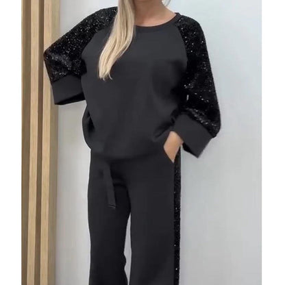 ⏳Limited-time 50% off💓Women's Sequin Spliced Sweatshirt & Pants Set