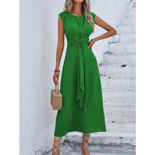 🎁LAST DAY SALE 59% OFF!!💛Women's Elegant Solid Color Crew Neck Dress