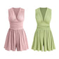 ⏳Time-Limited Special⏰Women's Sleeveless V-Neck Ruched Waist Romper
