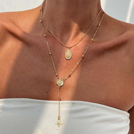 🔥Last Day Sale 60% OFF⏰🌸Layered Gold Cross Necklaces for Women🎁