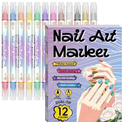 🎨Limited Time Special Price:£ 8.99💞✨Dual-Tip Nail Art Marker Pen Set Quick‑dry, no UV lamp. Fine & brush tips. 12/24 vibrant colors. Easy DIY at home. No smudges, just art! 💅🖌️